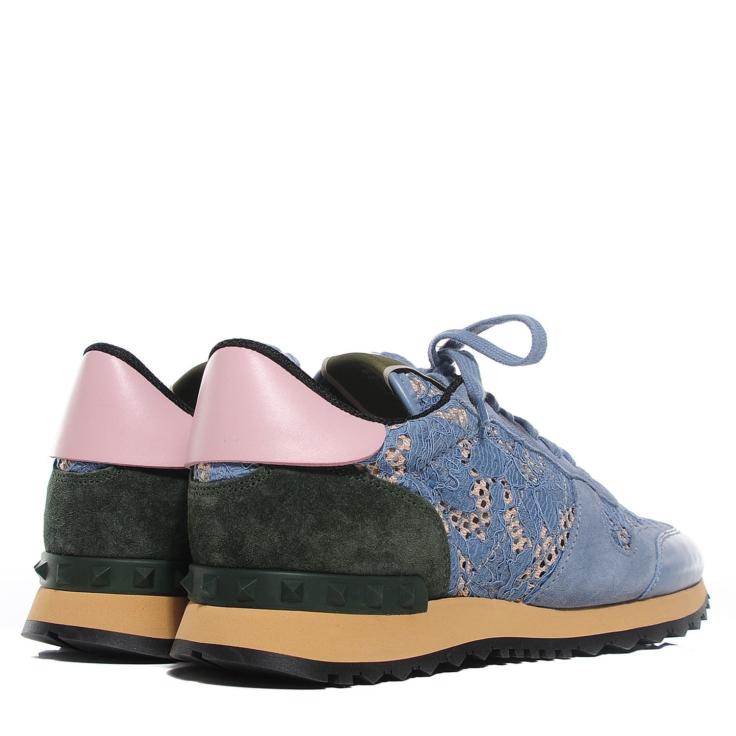 Valentino Garavani Macrame Lace Suede Camouflage Womens Rockrunner Sneakers 39 Multicolor 4 of 8