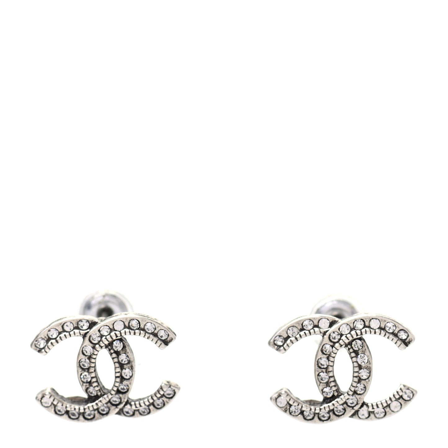 Crystal Royal Flush CC Stud Earrings Silver