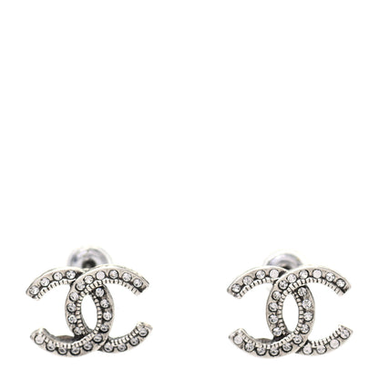 Chanel Crystal Royal Flush CC Stud Earrings Silver 1 of 5