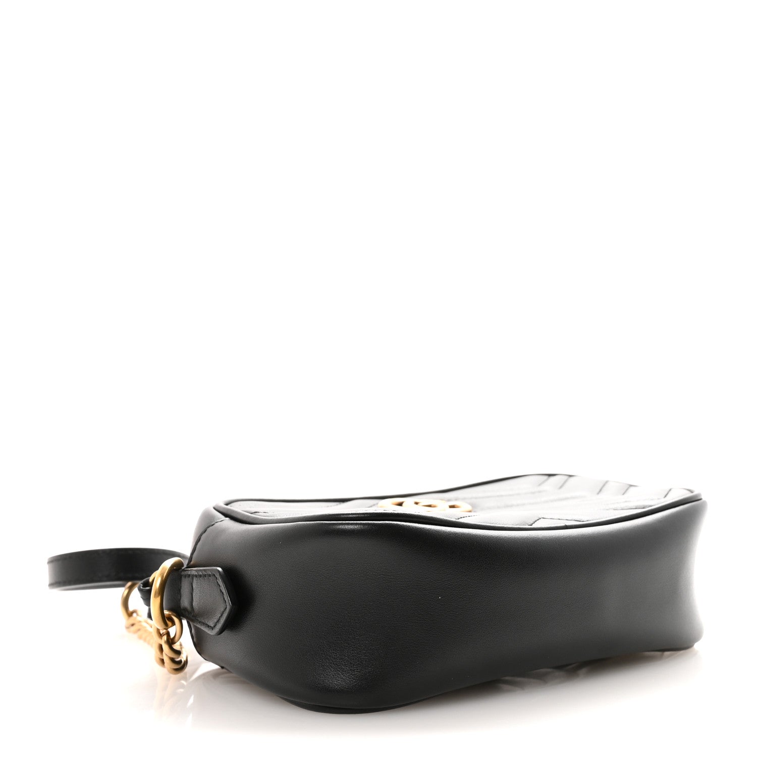 Gucci Calfskin Matelasse Mini GG Marmont Chain Shoulder Bag Black 3 of 9