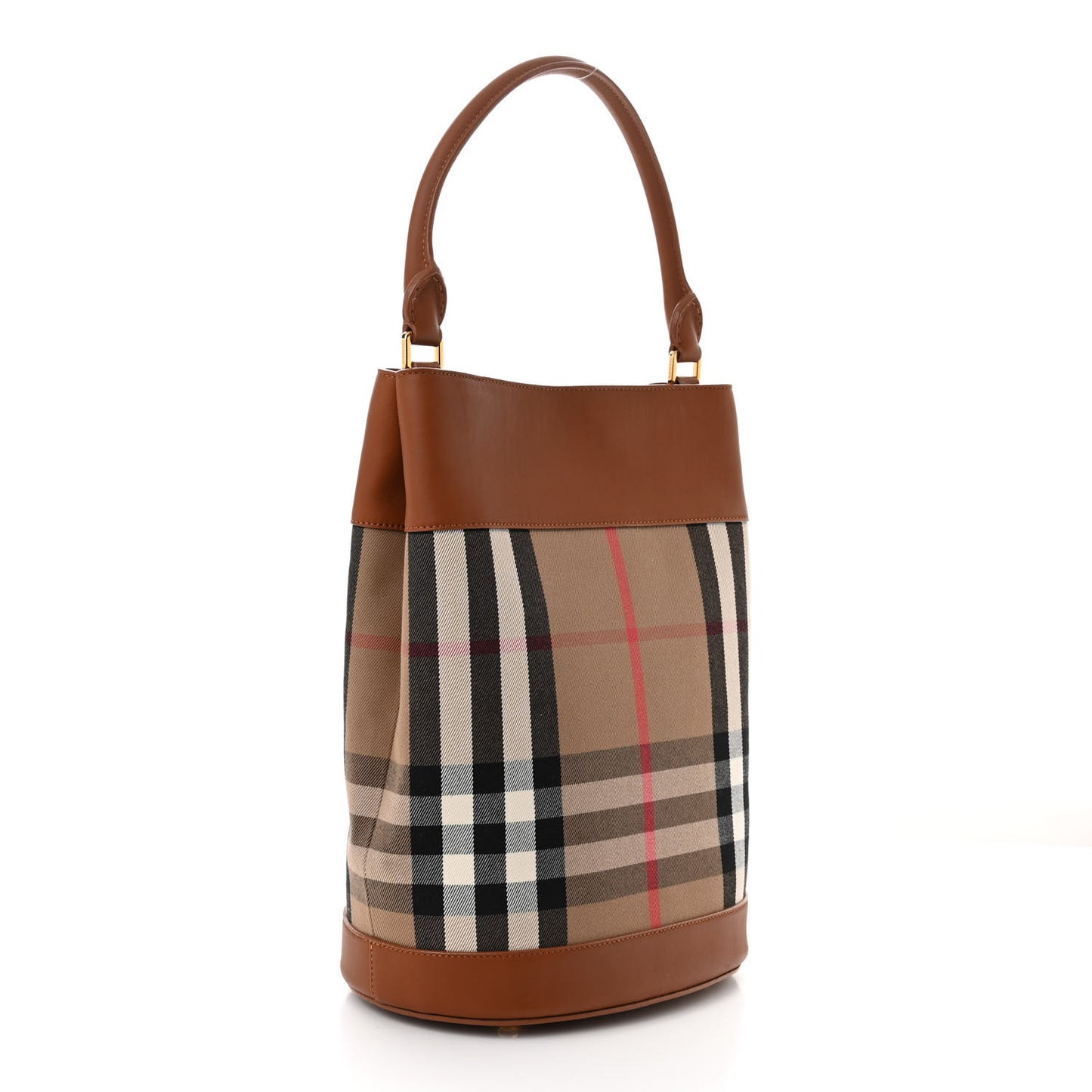 Canvas House Check Bucket Bag Tan