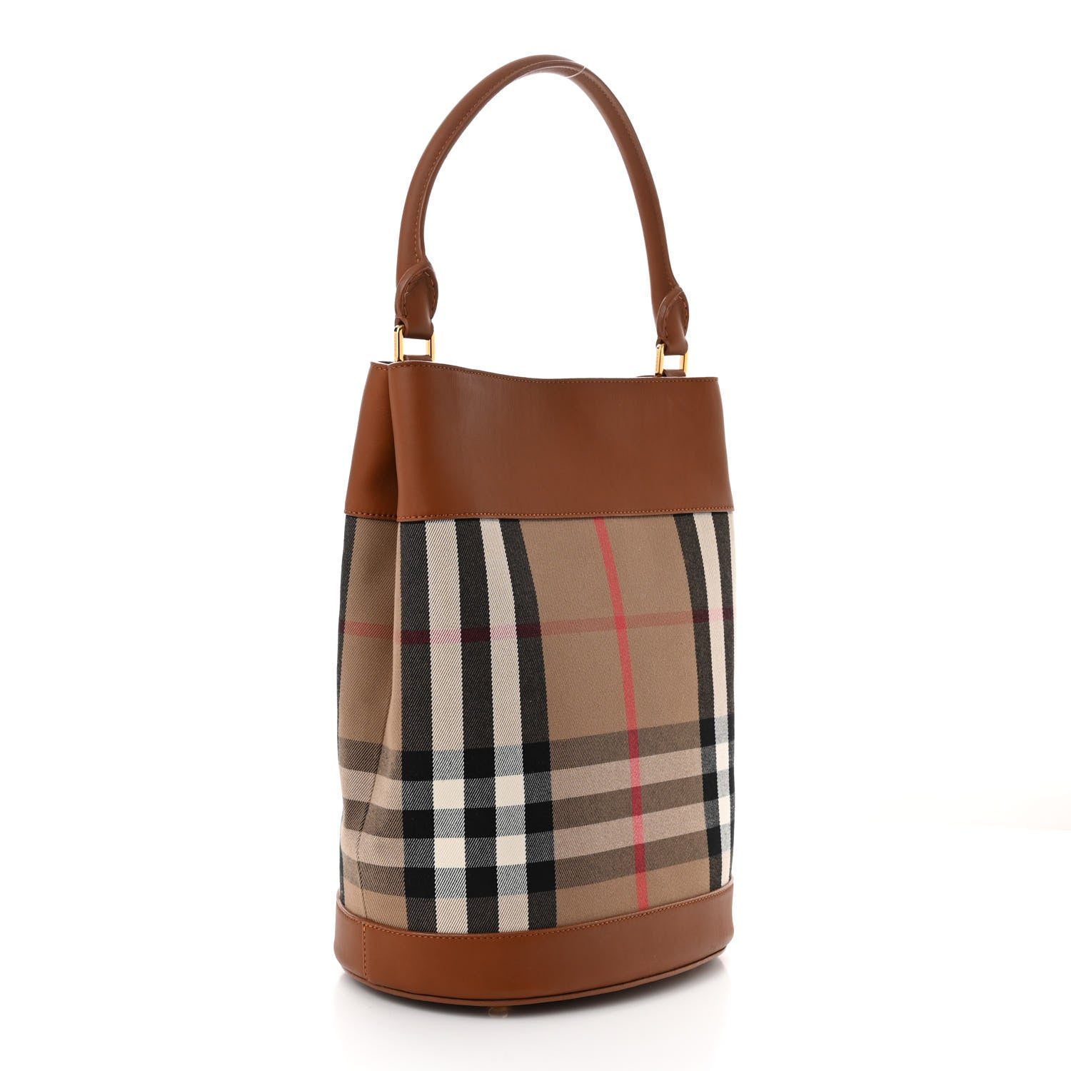 Burberry Canvas House Check Bucket Bag Tan 4 of 11