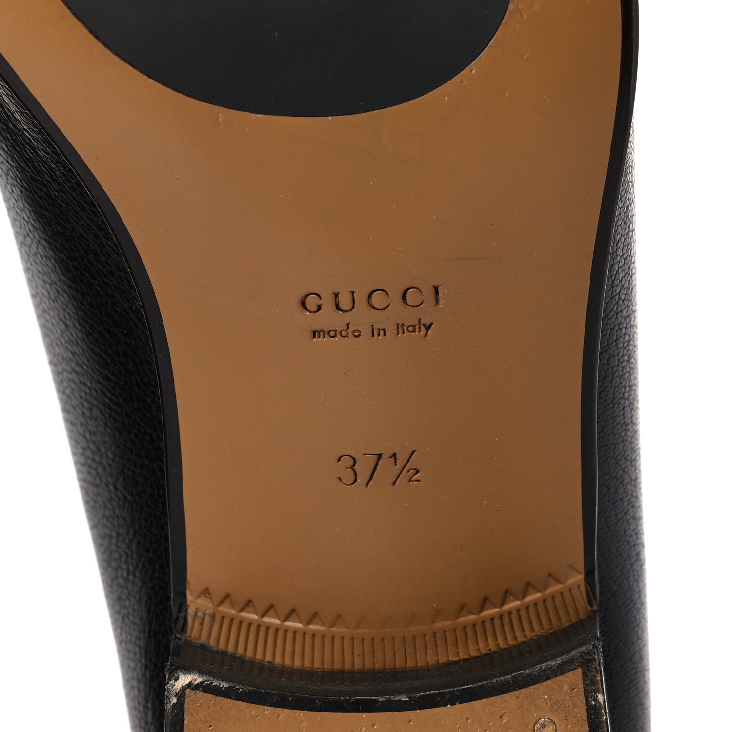 Gucci Goatskin Womens Horsebit Mid-Heel Loafers 37.5 Black 6 of 9