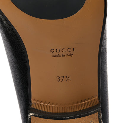 Gucci Goatskin Womens Horsebit Mid-Heel Loafers 37.5 Black 6 of 9