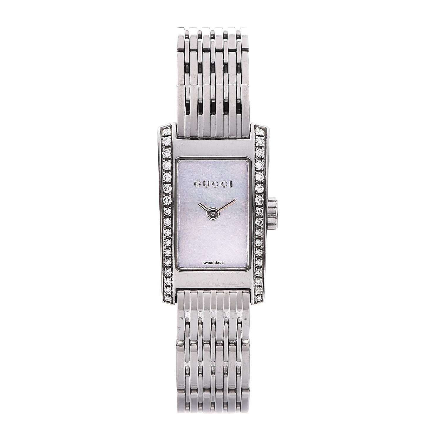 Gucci Stainless Steel Diamond Mother of Pearl 15mm 8600L Quartz Watch 1 of 7
