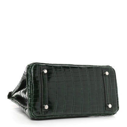 Hermes Shiny Niloticus Crocodile Birkin 25 Vert Fonce 4 of 11