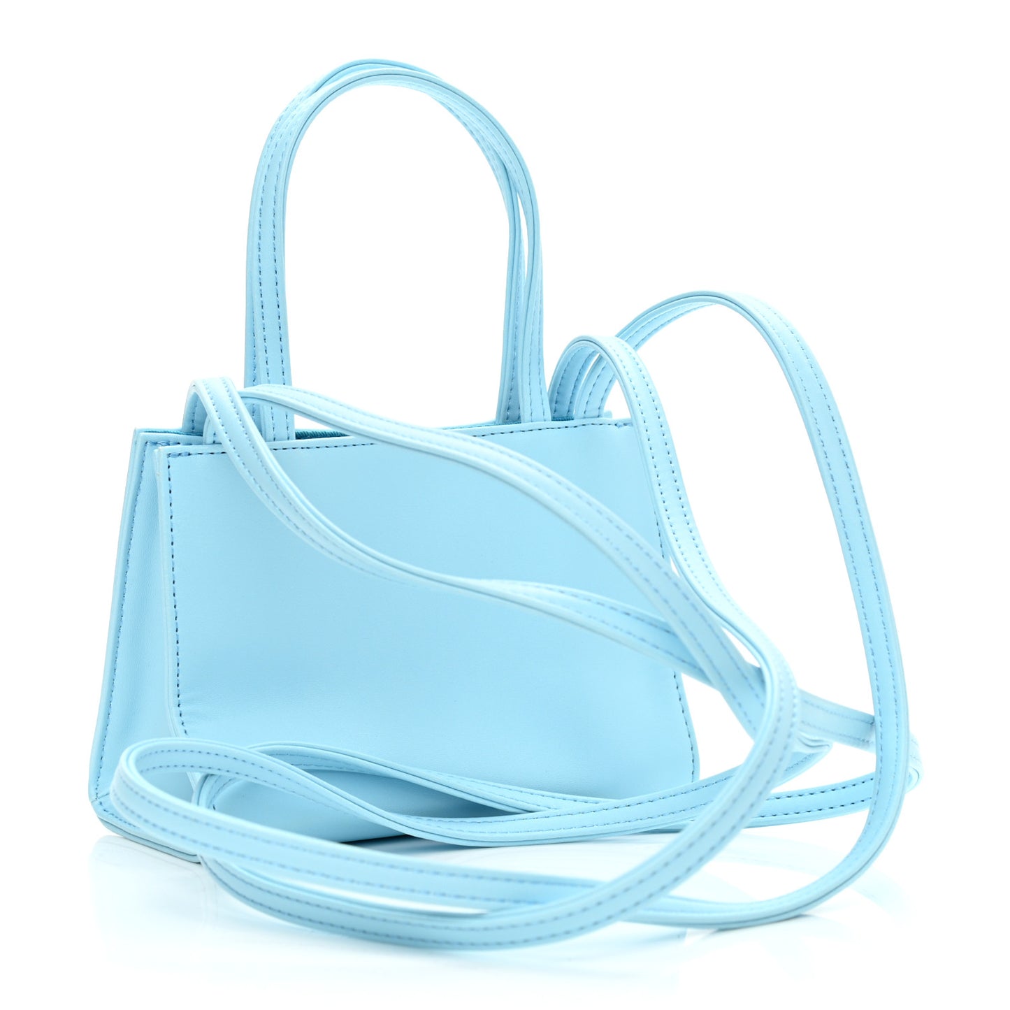 Vegan Leather Small Shopping Bag Pool Blue