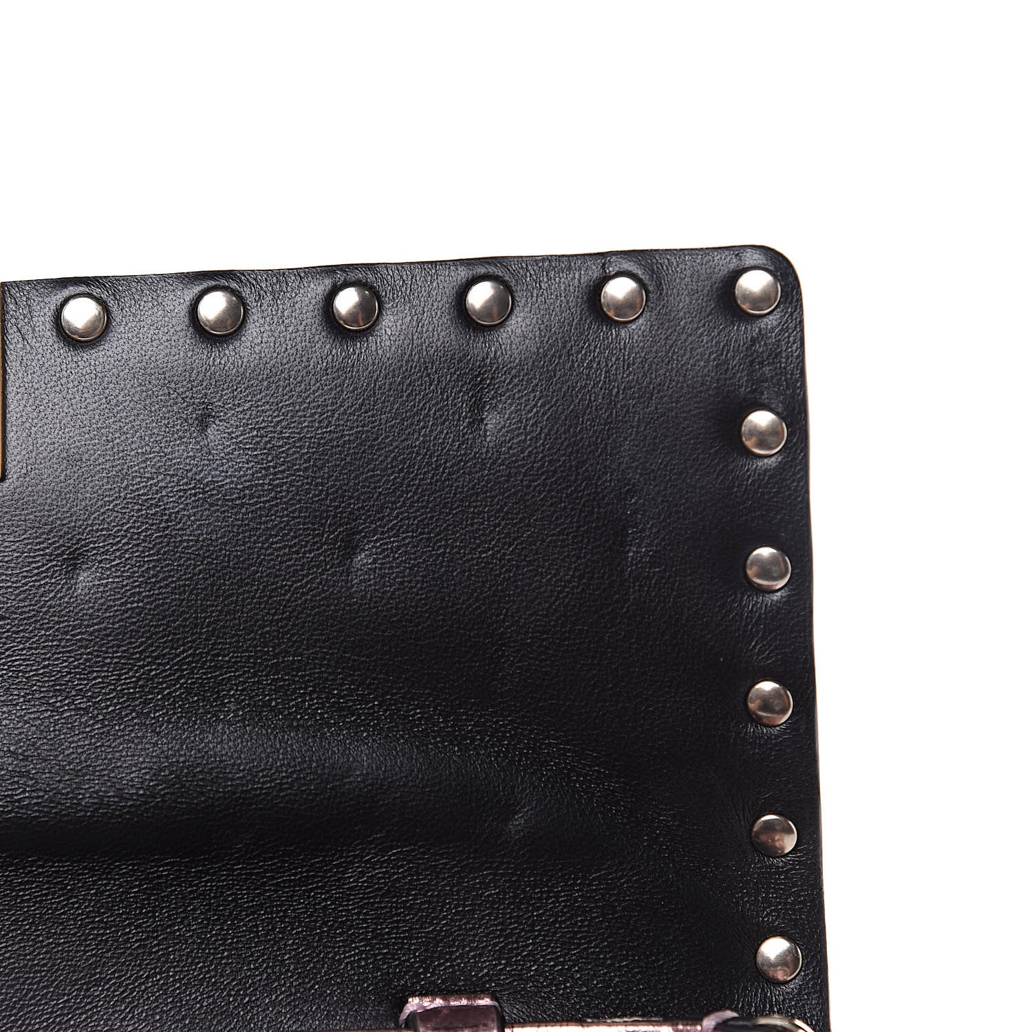 Valentino Garavani Metallic Wrinkled Lambskin Rockstud Spike Wallet on Chain Lipstick 9 of 10
