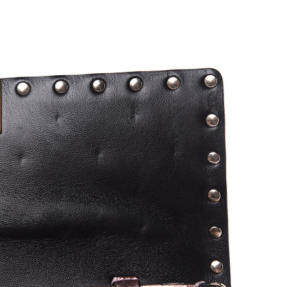 Valentino Garavani Metallic Wrinkled Lambskin Rockstud Spike Wallet on Chain Lipstick 9 of 10