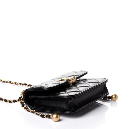 Chanel Calfskin Quilted Perfect Fit Coin Purse With Chain Black 3 of 4