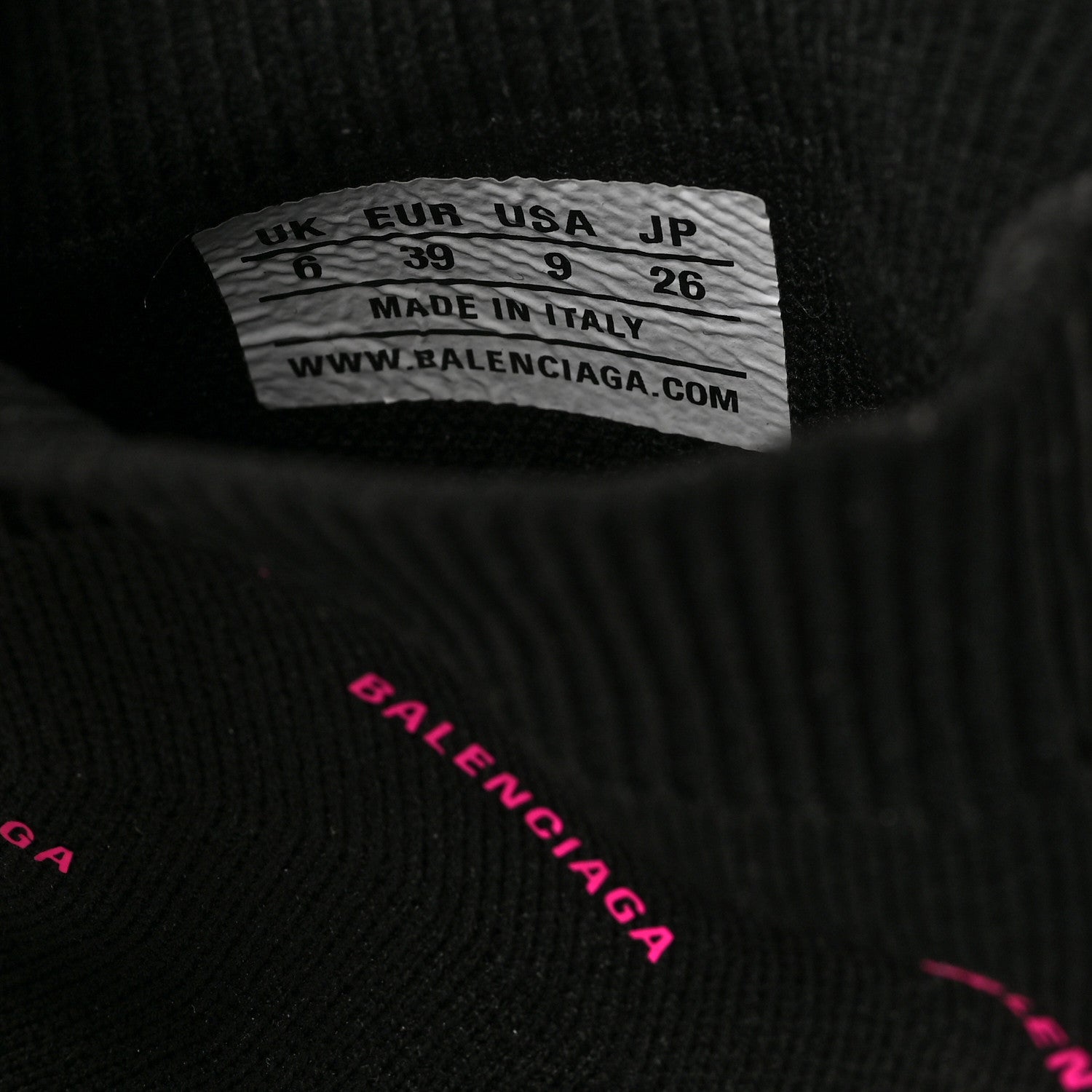 Balenciaga Neoprene Knit Allover Logo Womens Speed Sneakers 39 Black Fuchsia 8 of 8