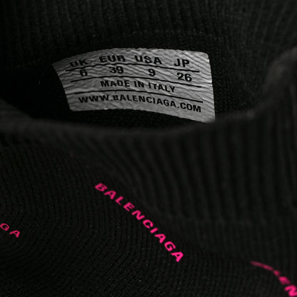Balenciaga Neoprene Knit Allover Logo Womens Speed Sneakers 39 Black Fuchsia 8 of 8