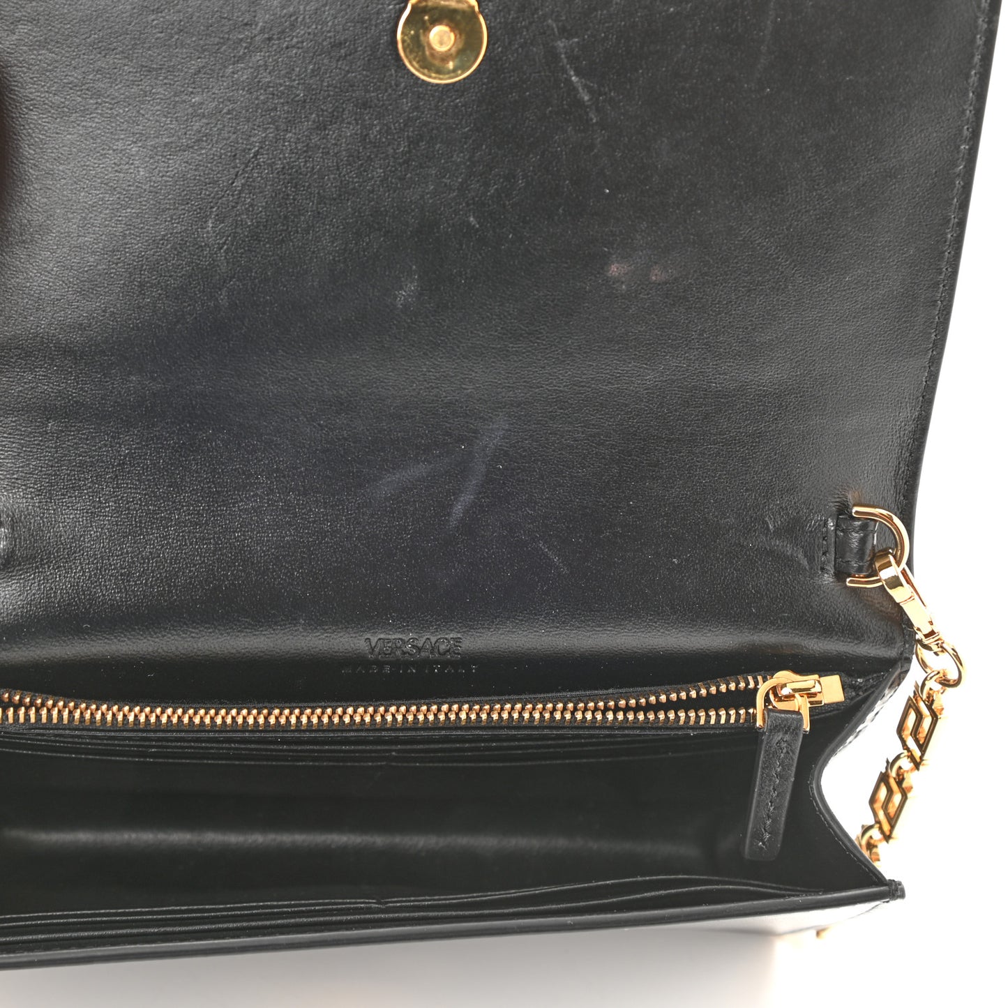 Calfskin Greca Goddess Mini Bag Black