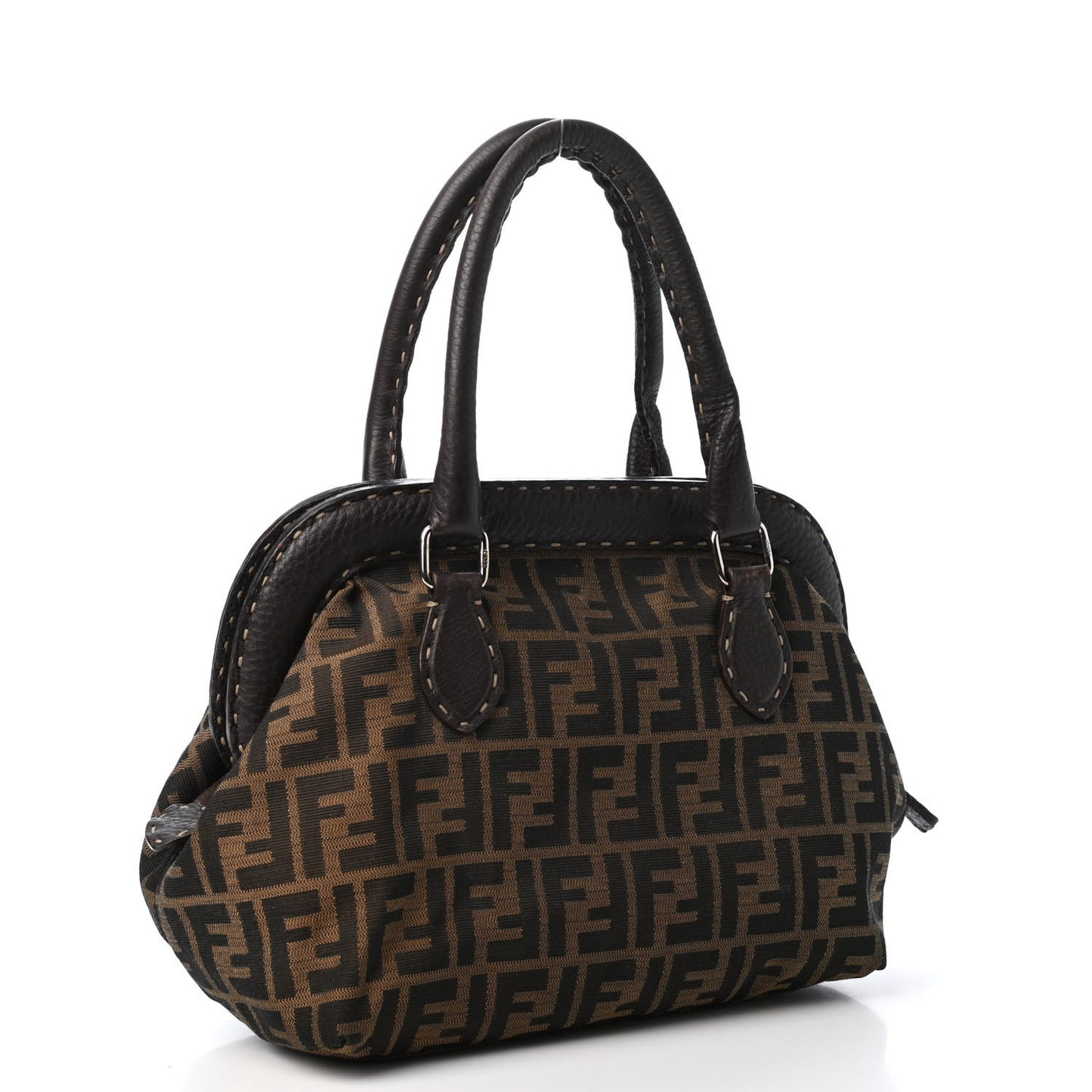 Zucca Calfskin Romano Selleria Shoulder Bag Tobacco