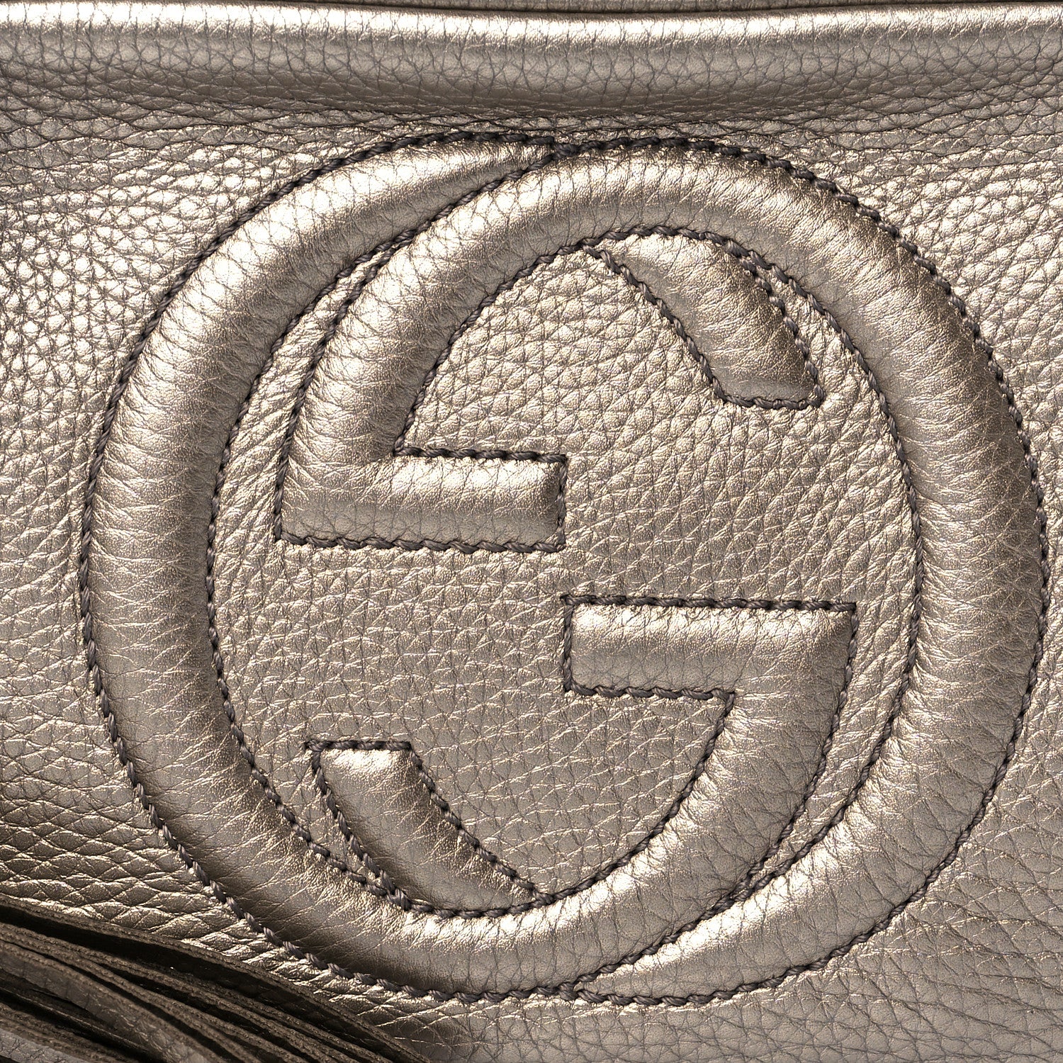Gucci Metallic Pebbled Calfskin Small Soho Disco Bag Golden Beige 9 of 12