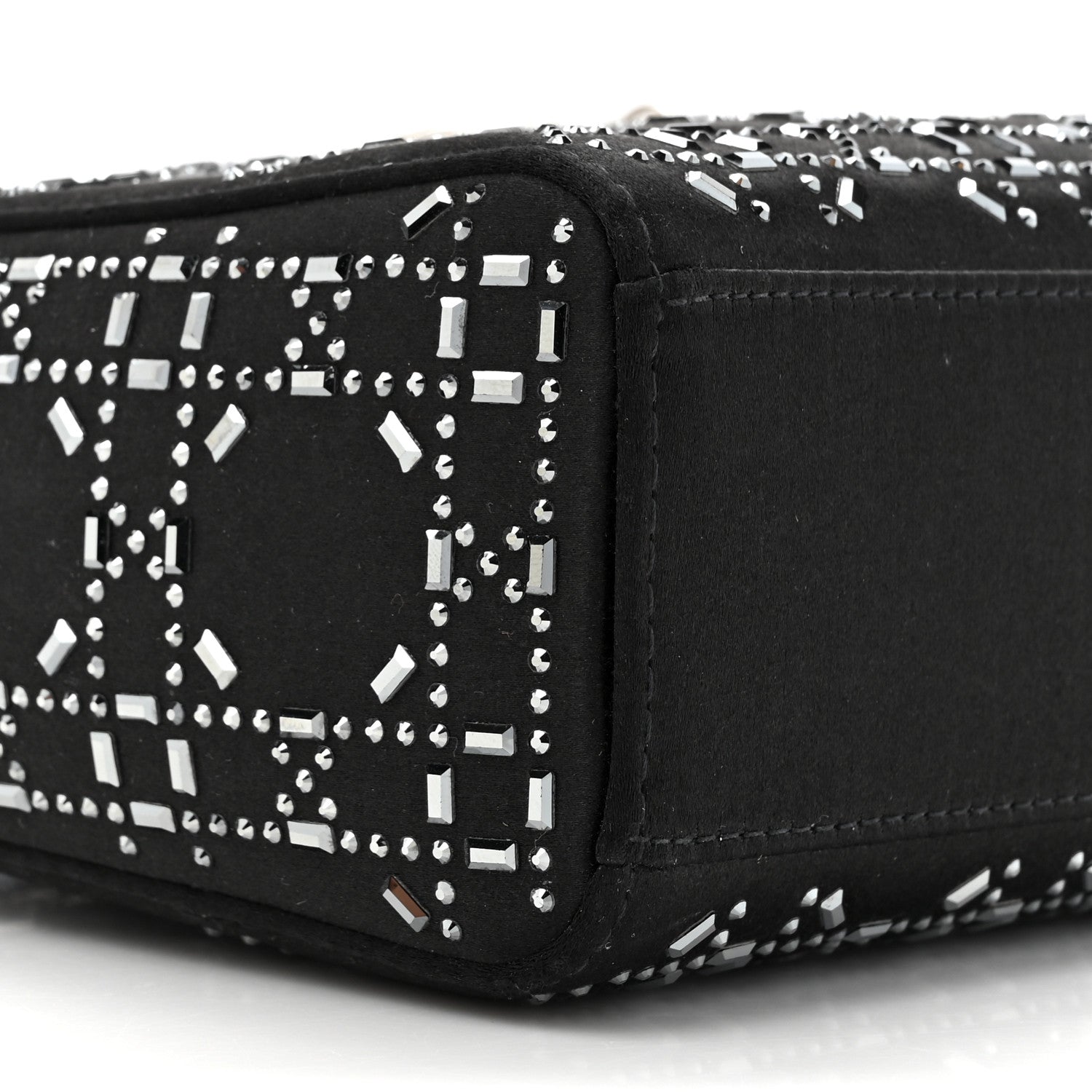 Christian Dior Satin Crystal Cannage Mini Lady Dior Black 10 of 14
