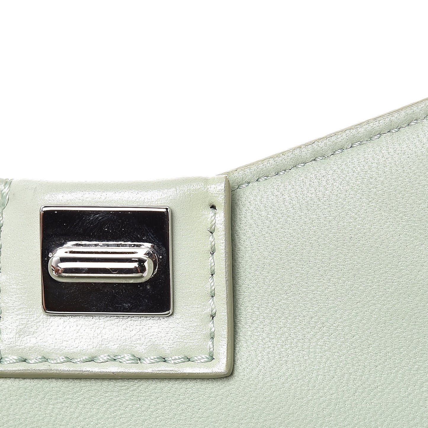 Calfskin Bow Cut Chain Wallet Aqua Green