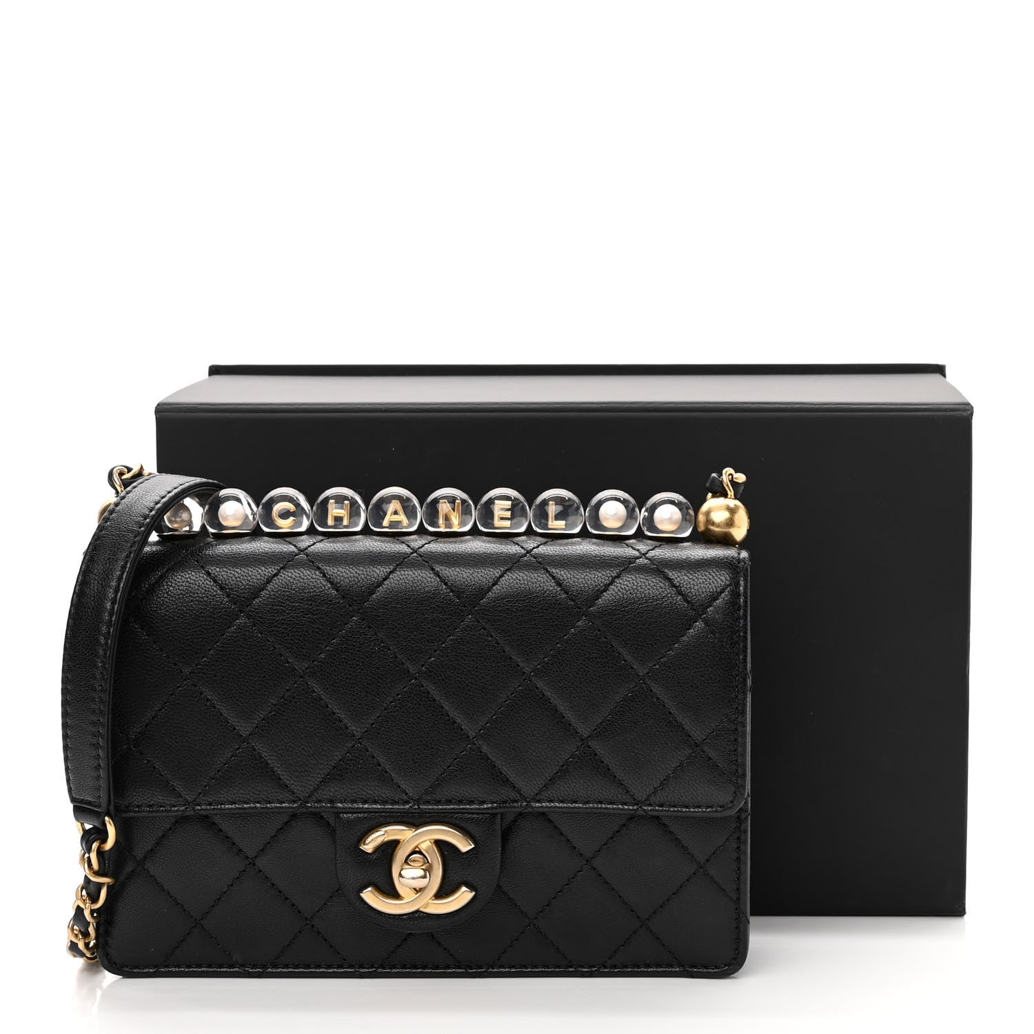 Chanel Goatskin Quilted Acrylic Beads Small Flap Black 11 of 11