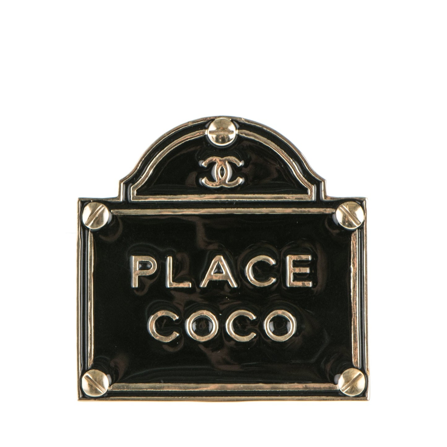 Enamel Place Coco Brooch Black Gold