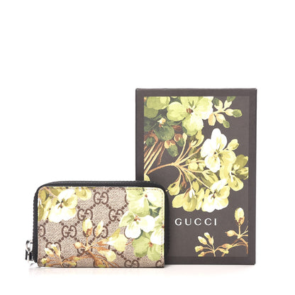 Gucci GG Supreme Monogram Blooms Zip Around Card Case Wallet Beige New Military Black 7 of 7