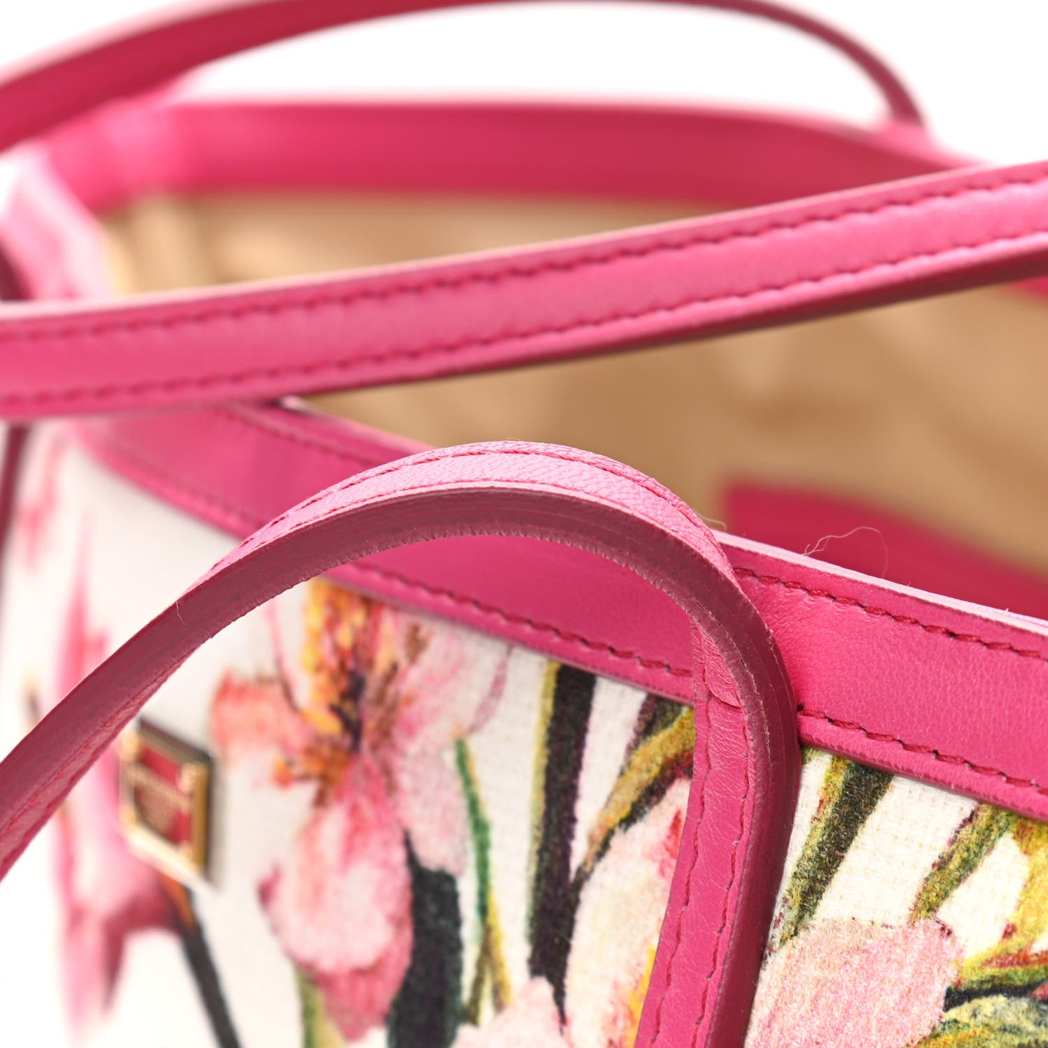 Dolce & Gabbana Canvas Floral Printed Escape Tote Pink 10 of 15