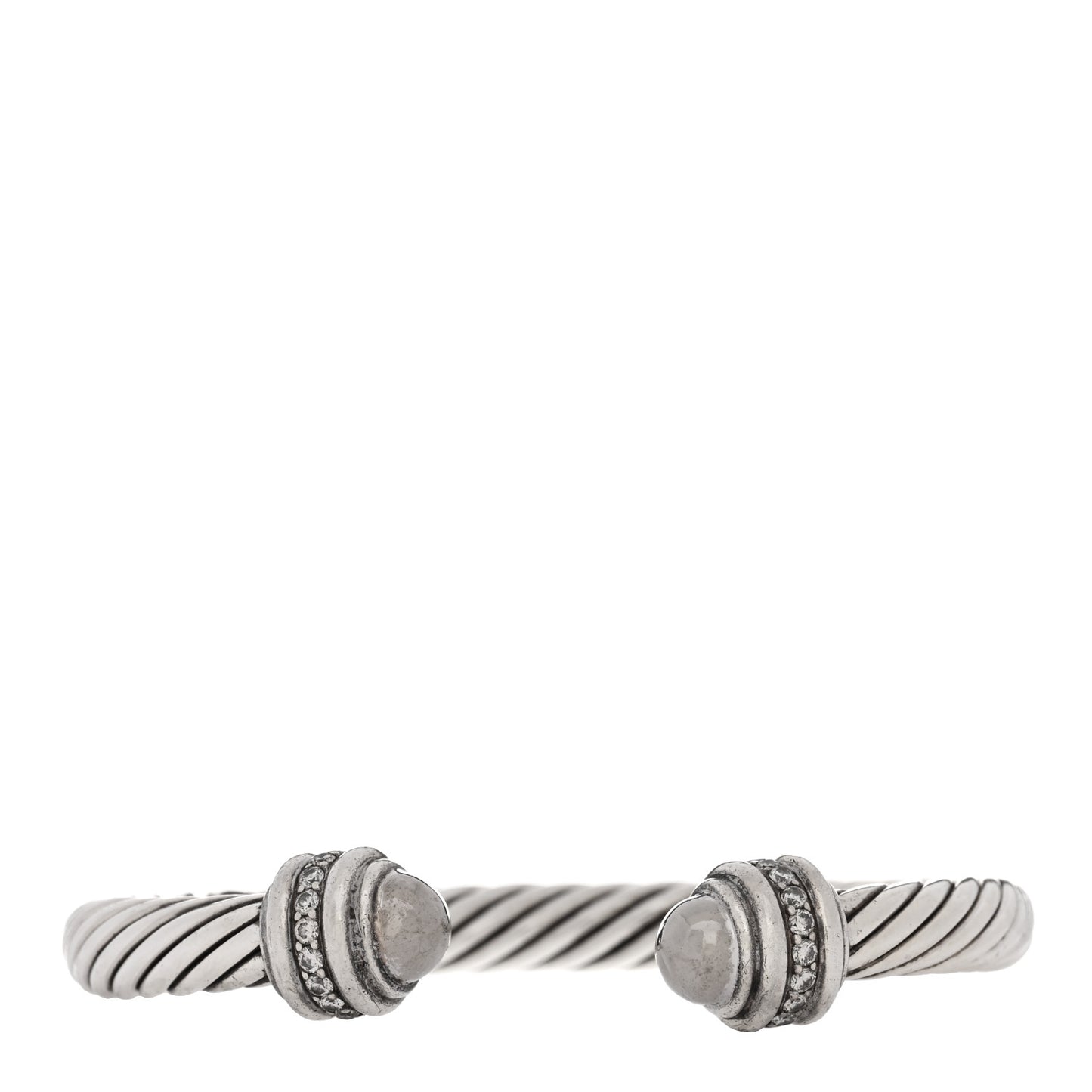 Sterling Silver 18K White Gold Diamond 7mm Cable Classics Bracelet