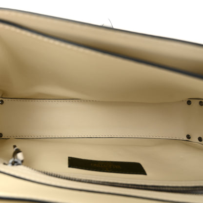 Valentino Garavani Calfskin Panther Medium Guitar Strap Rockstud Rolling Flap Saddle Bag Light Ivory Black 5 of 10