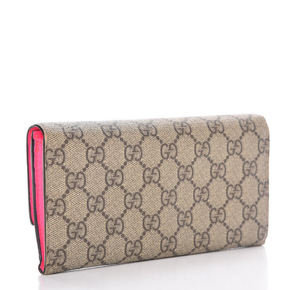 Gucci GG Supreme Monogram Continental Heart Wallet Fluorescent Fuchsia 3 of 12