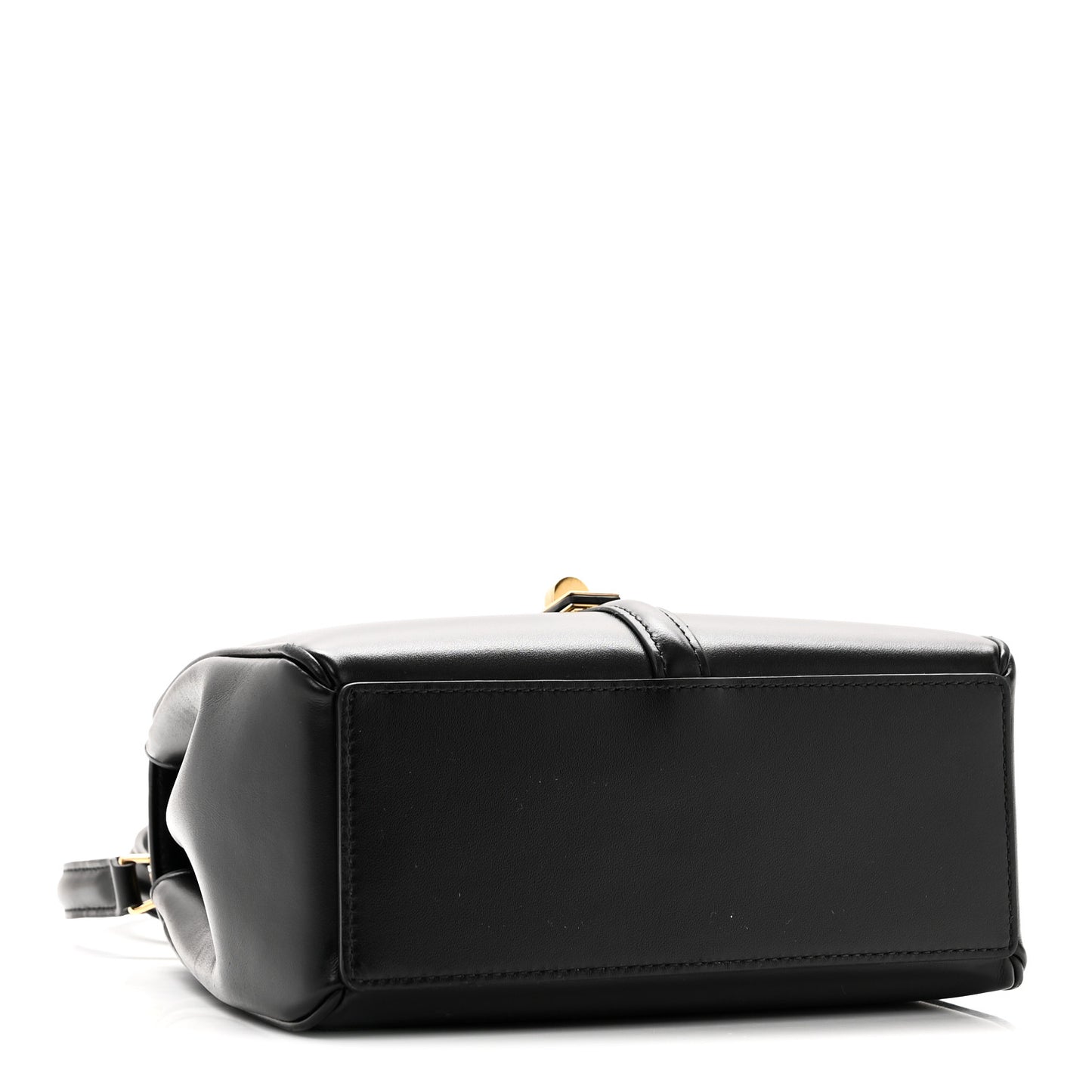 Satinated Calfskin Mini 16 Top Handle Bag Black