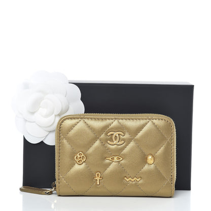 Chanel Metallic Lambskin Egyptian Amulet Zip Coin Purse Gold 8 of 8