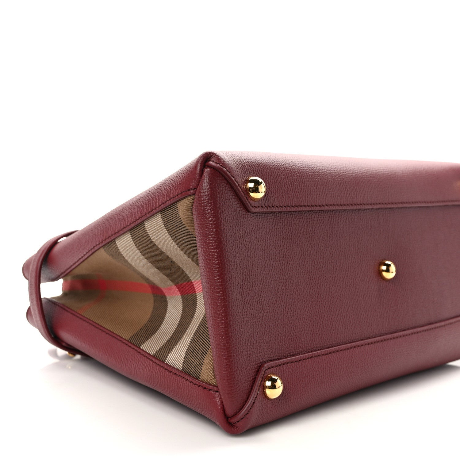 Burberry Grainy Calfskin House Check Medium Banner Tote Mahogany Red 9 of 11