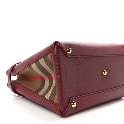 Burberry Grainy Calfskin House Check Medium Banner Tote Mahogany Red 9 of 11