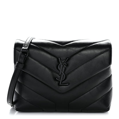 Saint Laurent Calfskin Y Quilted Monogram Monochrome Toy Loulou Crossbody Bag Black 1 of 9