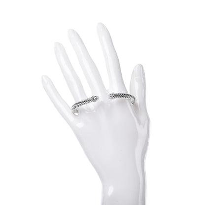 David Yurman Sterling Silver Diamond Pearl 5mm Cable Classics Bracelet 2 of 4