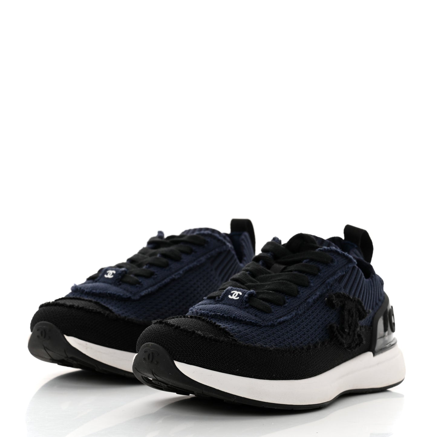 Fabric Logo Sneakers 35.5 Navy Black