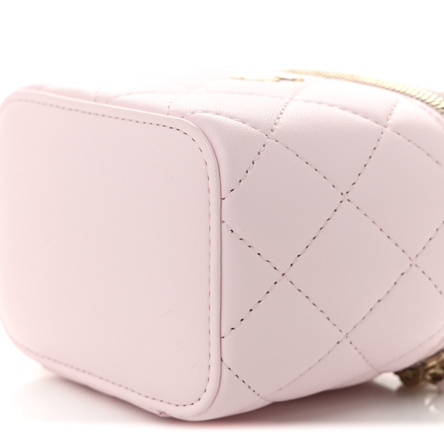 Chanel Lambskin Quilted Mini Vanity Case With Pearl Chain Light Pink 10 of 10