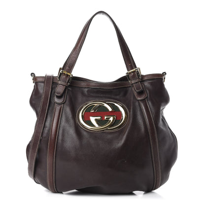 Gucci Calfskin Medium Britt Tote Dark Brown 1 of 14