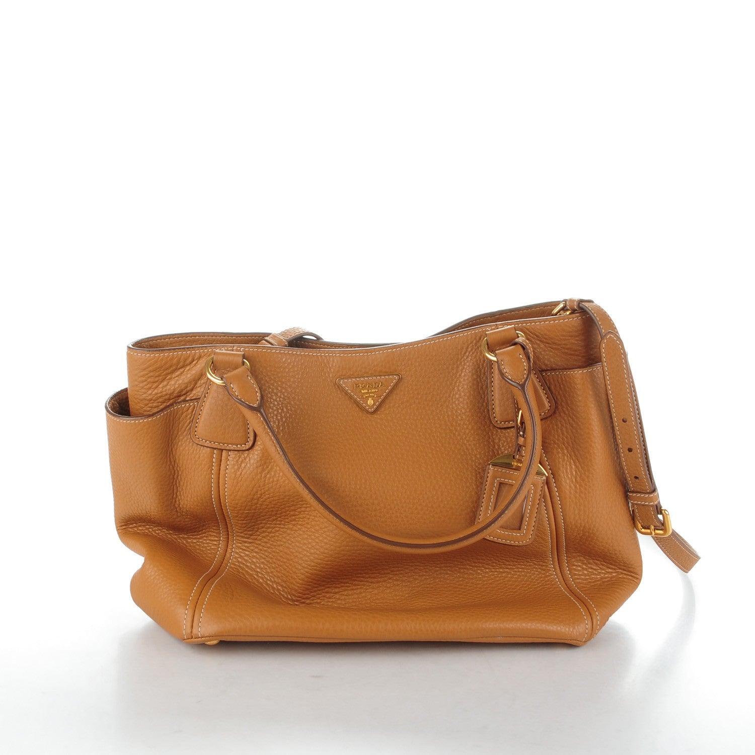 Prada Vitello Daino Side Pocket Tote Caramel 14 of 14