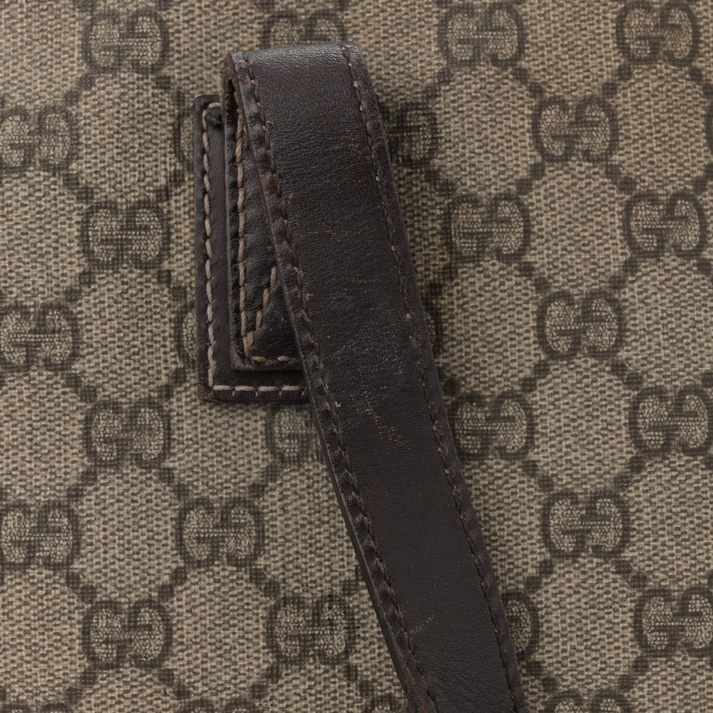 GG Supreme Monogram Medium Zippered Shopping Tote Dark Brown