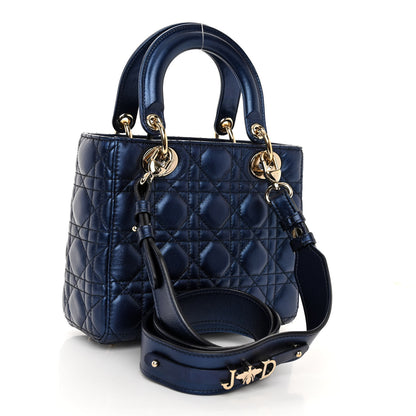 Christian Dior Metallic Lambskin Cannage Small My ABCDior Lady Dior Blue 3 of 9