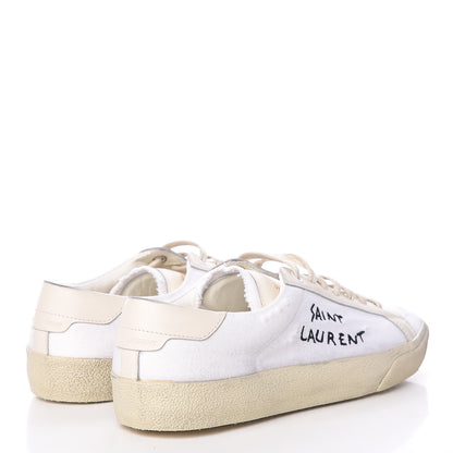 Saint Laurent Distressed Canvas Womens Elba Light Alpha Sigma Sneakers 39 Blanc Optique 4 of 11
