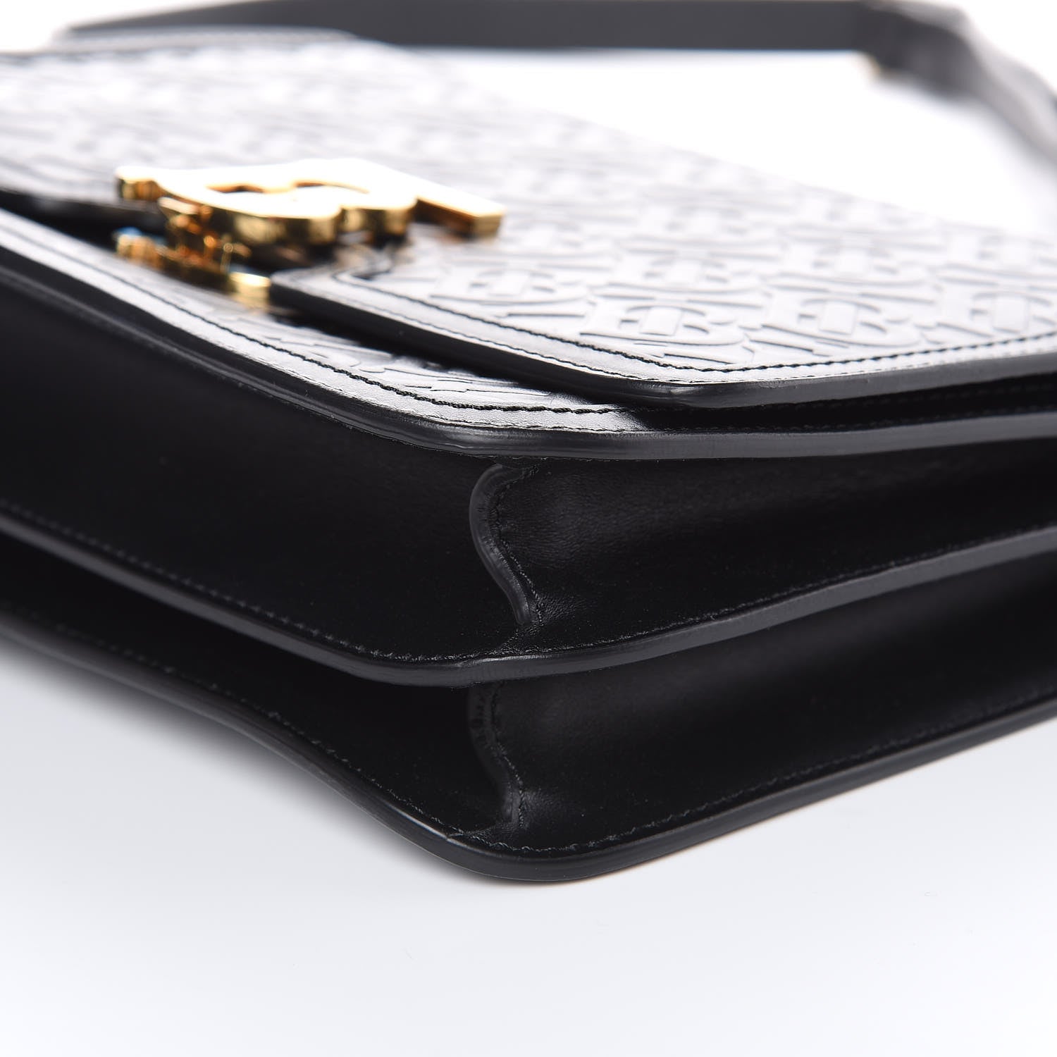 Burberry Calfskin Monogram Embossed Medium TB Bag Black 9 of 9