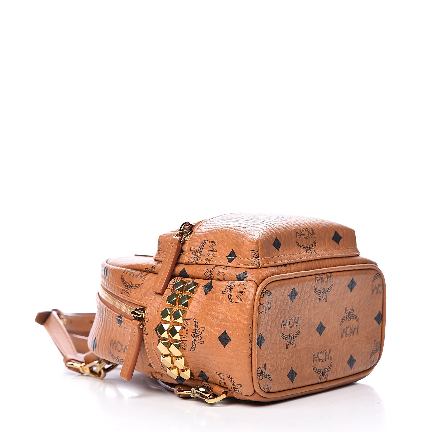 MCM Visetos Side Stud X-Mini Stark Backpack Cognac 4 of 10