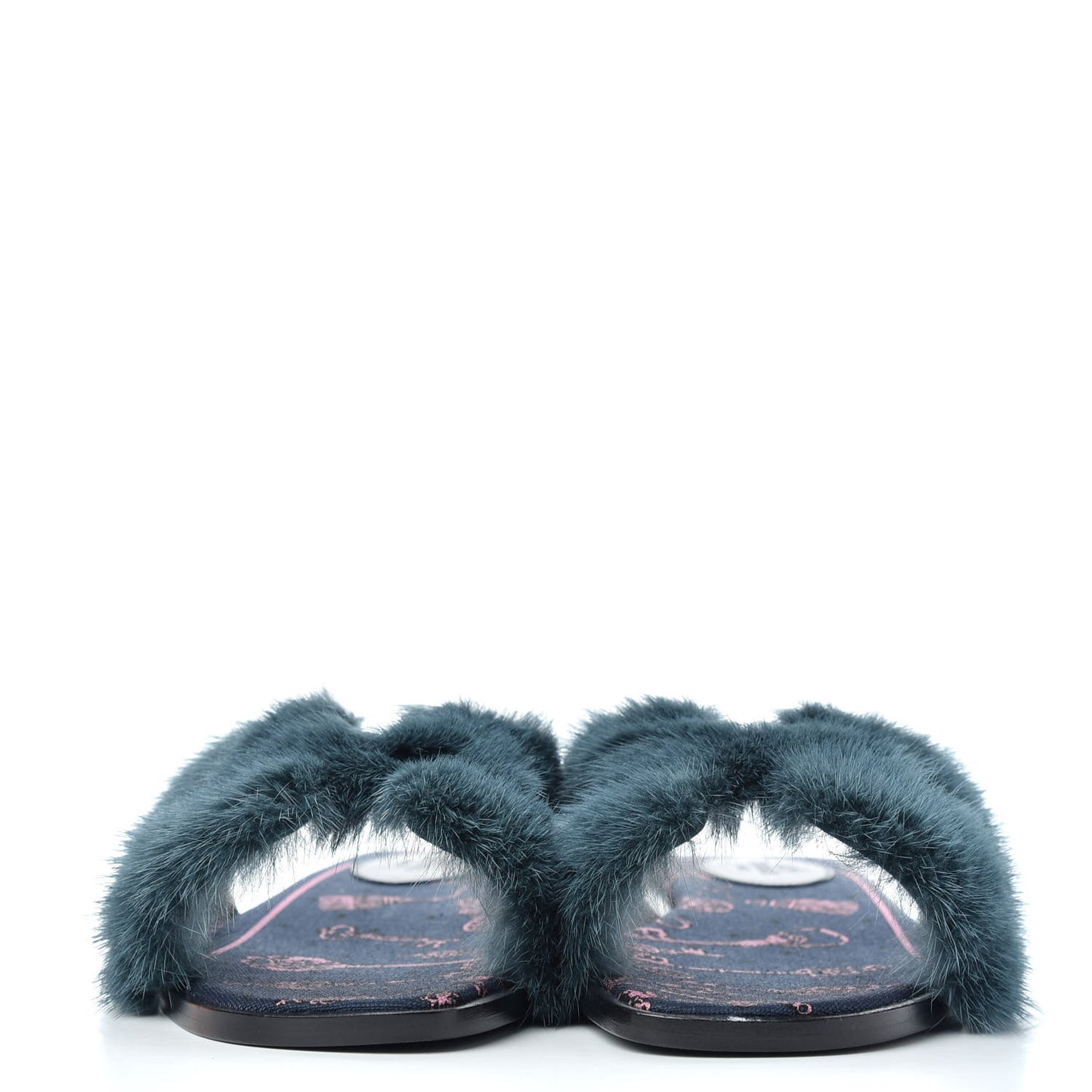 Mink Fur Oran Sandals 36 Bleu Paon