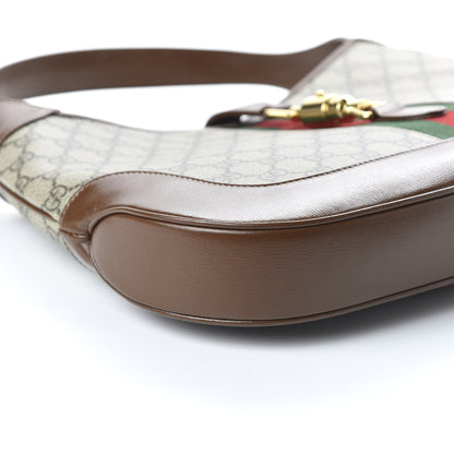 Gucci GG Supreme Monogram Azalea Calfskin Web Medium Jackie 1961 Hobo Beige Ebony Brown Sugar 6 of 10