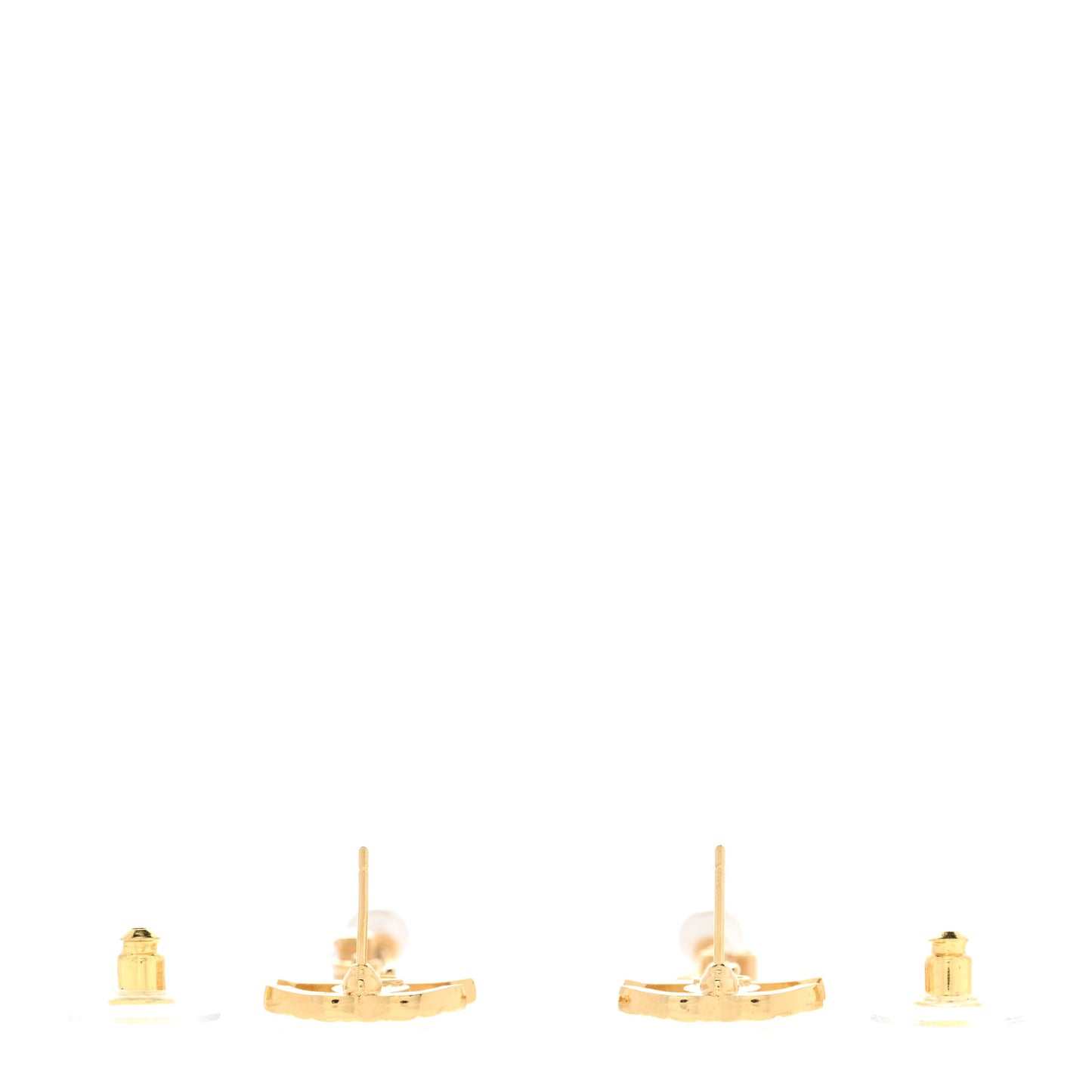 Pearl Crystal CC Chain Drop Earrings Gold