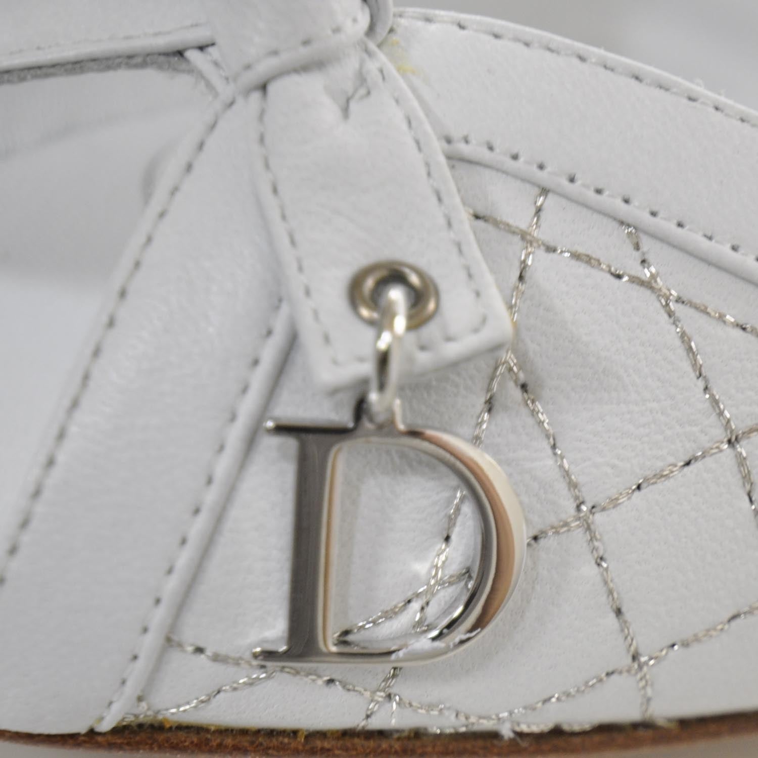 Christian Dior Leather Cannage Peep Toe Ballerina Flats 35.5 White 8 of 10