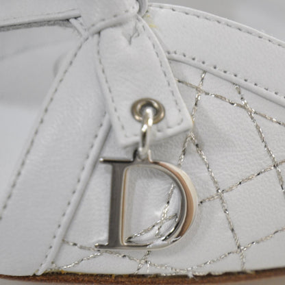 Christian Dior Leather Cannage Peep Toe Ballerina Flats 35.5 White 8 of 10