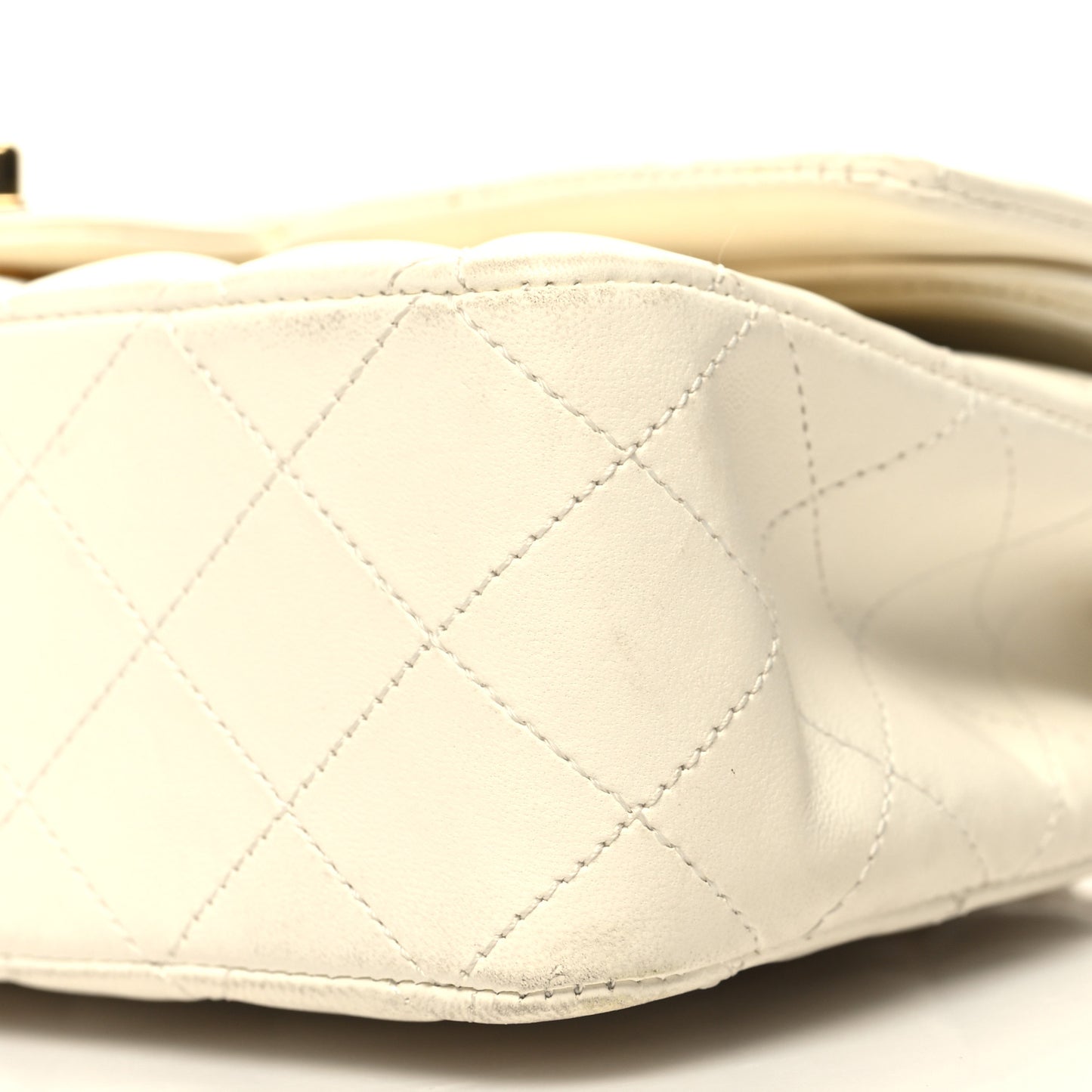 Lambskin Quilted Medium Double Flap White