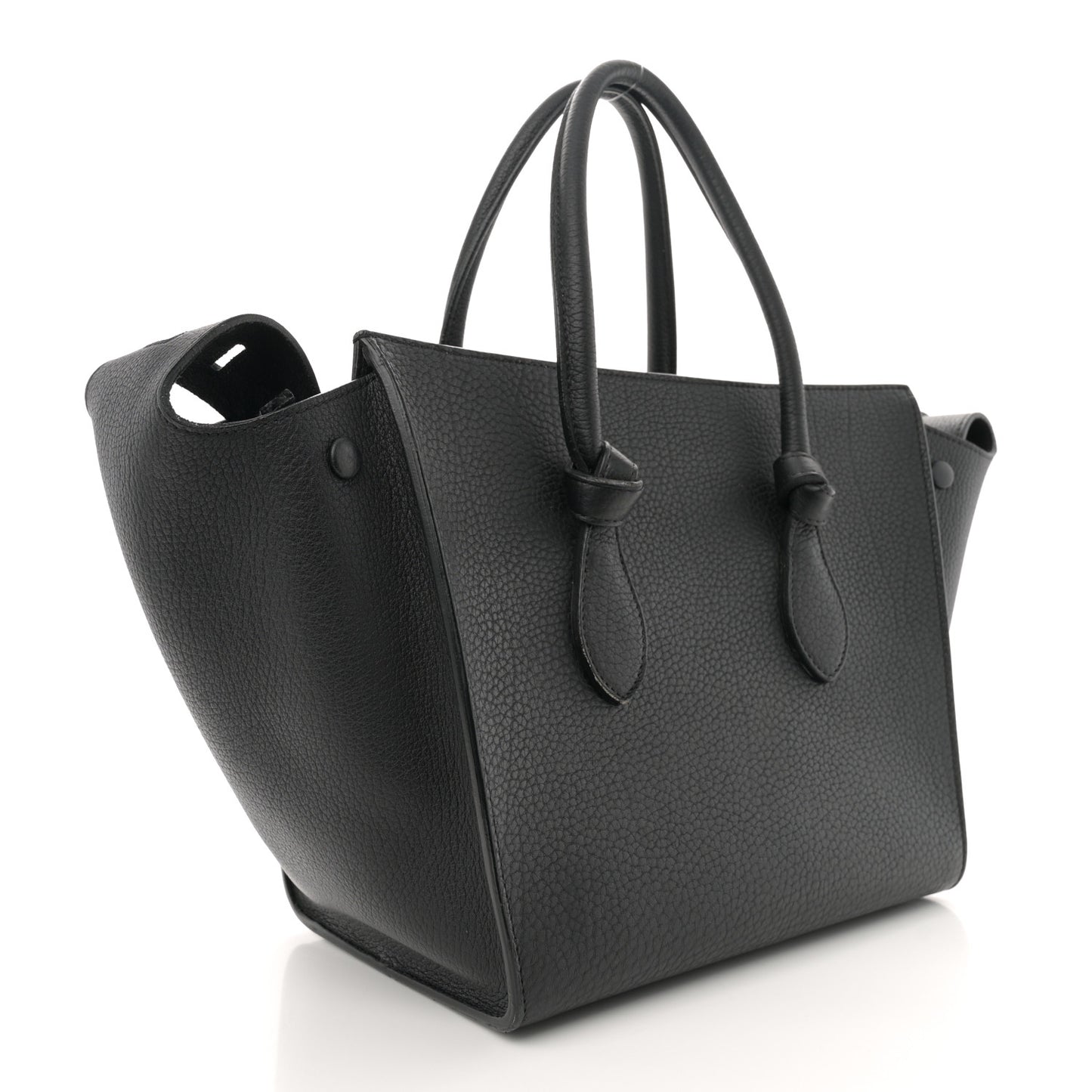 Crisped Calfskin Mini Tie Knot Tote Black